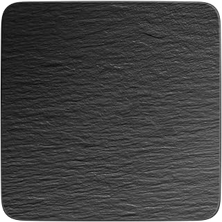 Villeroy & Boch 10-4239-2680 Manufacture Rock Service carré/Gourmet, Plat de présentation Moderne en Porcelaine Premium résistant au Lave-Vaisselle, Noir