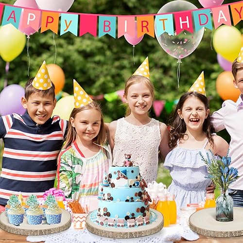 Miniatura 4 de Rebanadas de madera natural sin terminar para centros de mesa, 8 piezas de 9 a 10 pulgadas, centros de mesa de madera para mesas, rondas de madera