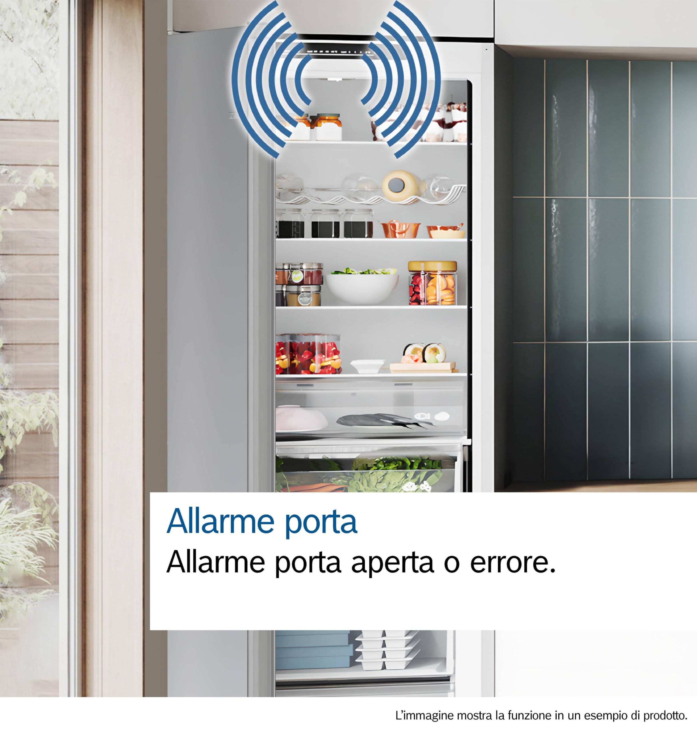 Bosch KIR81NSE0 Serie 2, Frigorifero monoporta da incasso, Luce LED, Tecnologia Inverter Intelligente, Funzione raffreddamento intensivo, Allarme ottico ed acustico, 177.5 x 56 cm, cerniera a traino