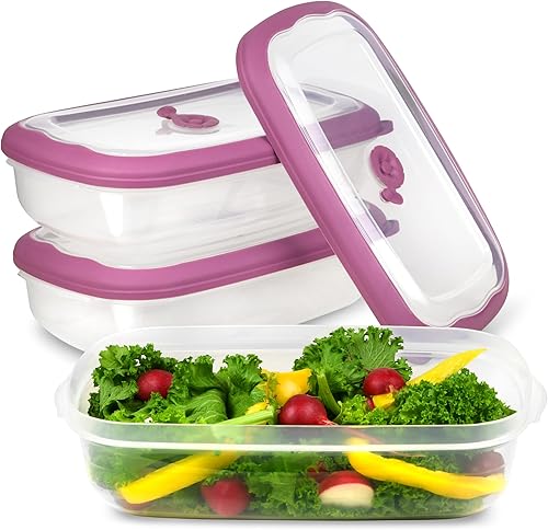Tribello Contenedores de plástico para almacenamiento de alimentos con tapas, caja hermética de 53 onzas para almacenamiento de alimentos,