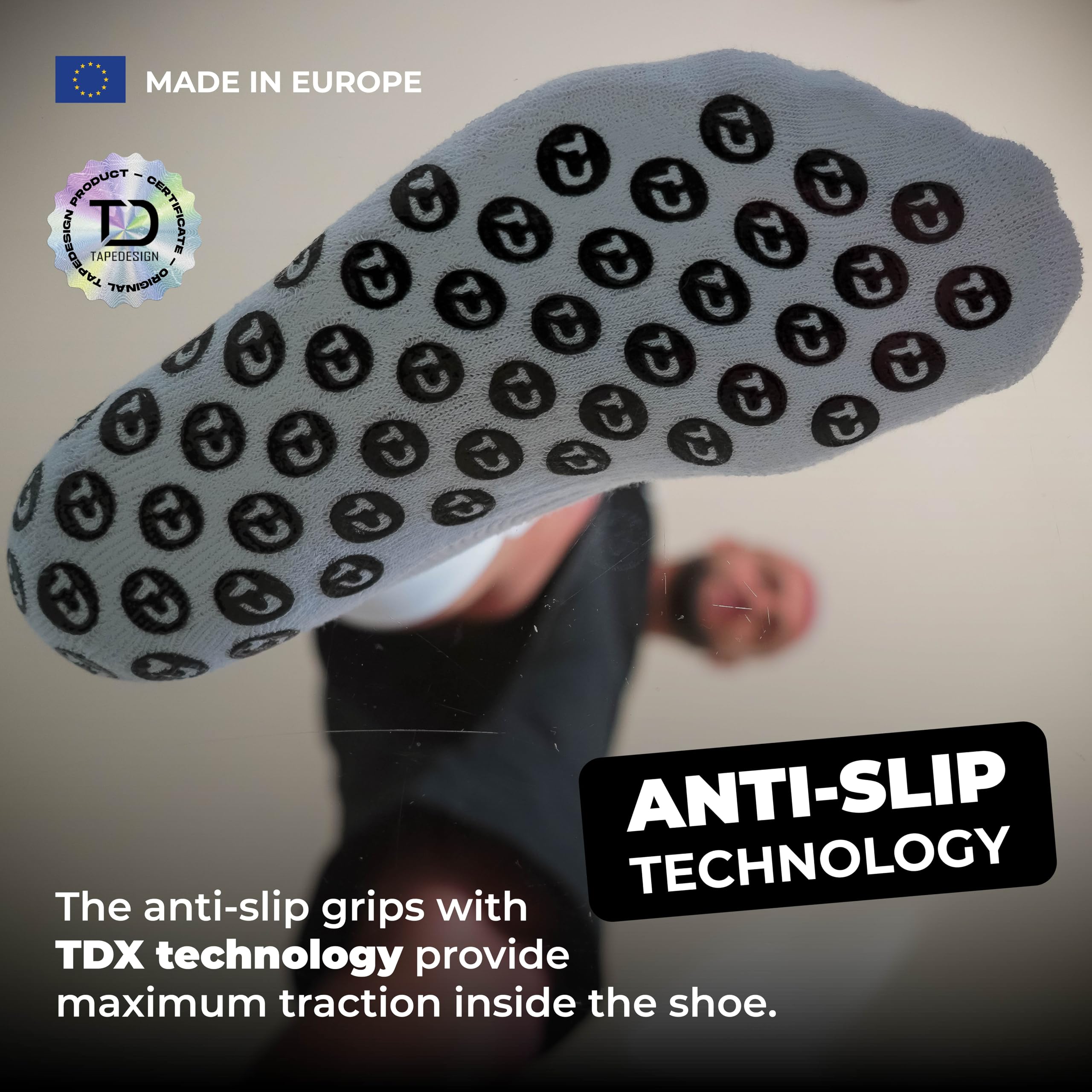 Tapedesign – Dwupak Superlight Socks – 2 pary ultralekkich skarpet do piłki nożnej i sportu – super cienkie i elastyczne – antypoślizgowe w butach – maksymalna przyczepność i komfort noszenia podczas