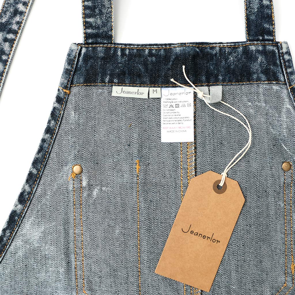 Jeanerlor Grembiuli in denim con tasche per donna lavoro insegnante grembiule per la lavorazione del legno parrucchiere (nero) cinghie incrociate e regolabile da S a M