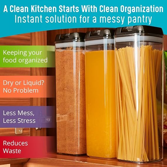 Airtight Food Storage Containers Durable Food Containers to Keep Food Fresh Tidy Your Kitchen Using Our Pantry Storage Airtight Containers for Organizing - 3pc set