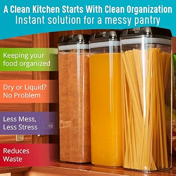 Airtight Food Storage Containers Durable Food Containers to Keep Food Fresh Tidy Your Kitchen Using Our Pantry Storage Airtight Containers for Organizing - 3pc set