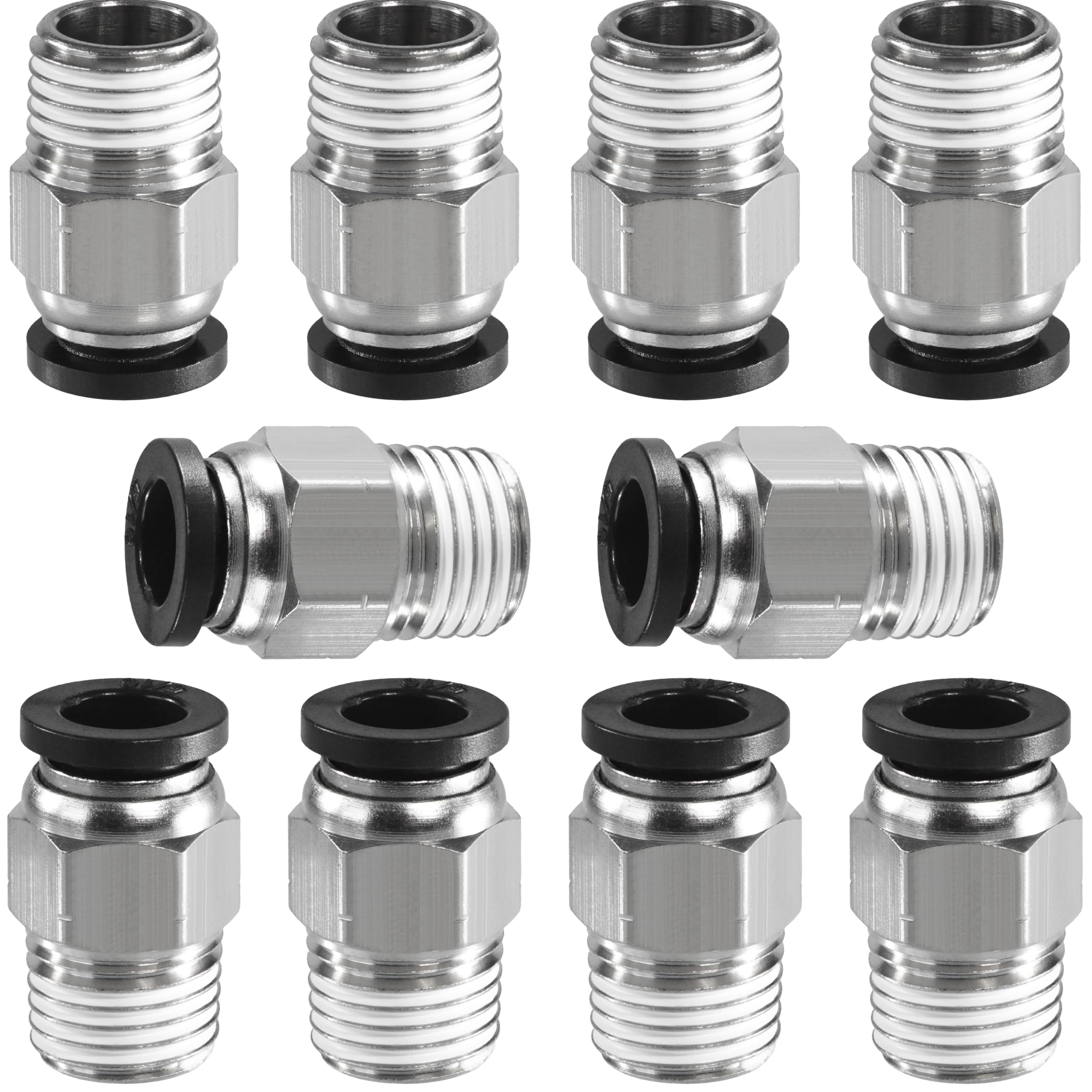 MSAEIQUN 5/16 Air hose fittings, Push to Connect Air fittings Male Straight 5/16 Inch Tube OD x 1/4 NPT Thread Fitting, PC-5/16-N2(Pack of 10) (5/16-1