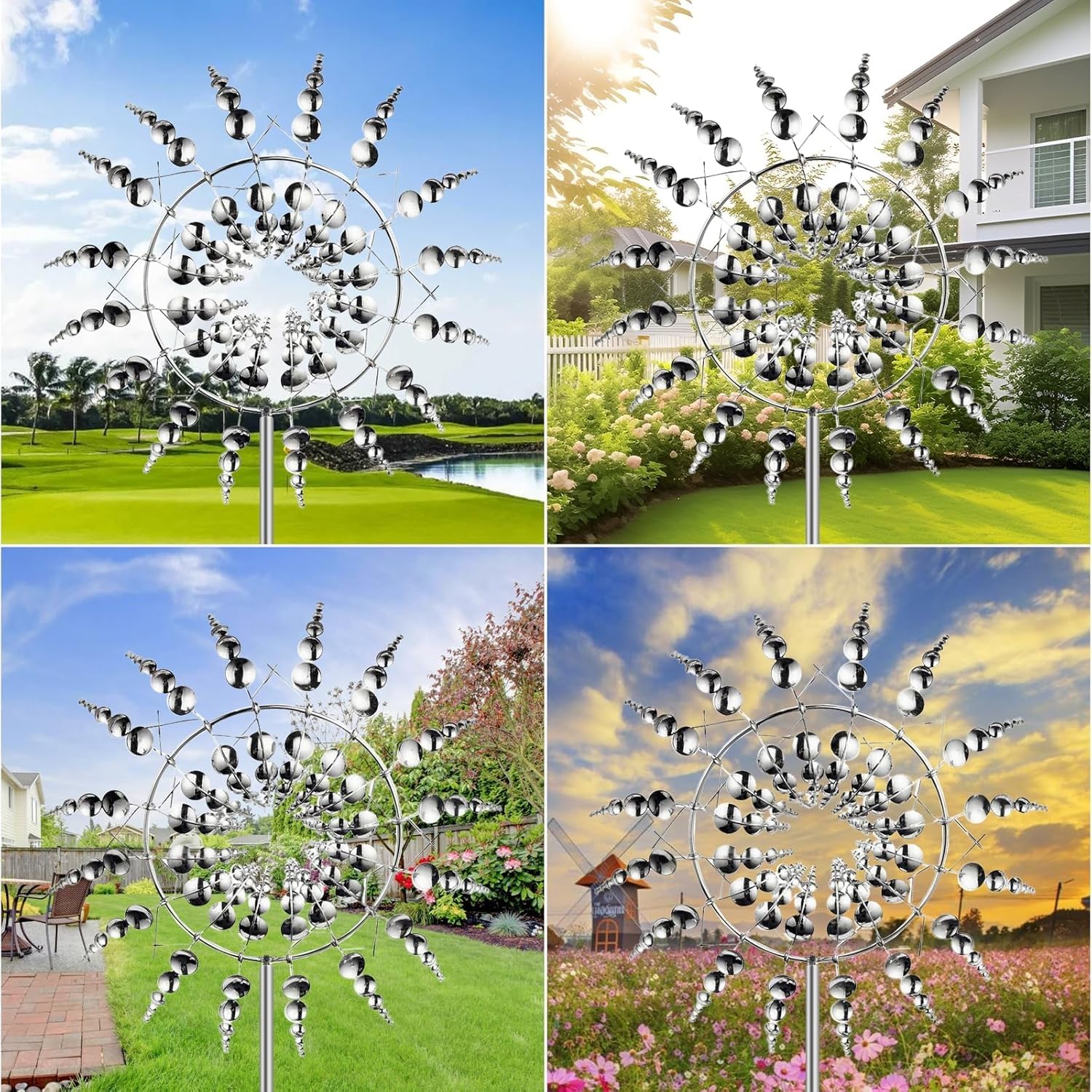Mulino a Vento in Metallo, Girandola a Vento da Giardino Unico e Magico, 3D Scultura Cinetica Mulino a Vento per Giardino, Terrazza, Prato, Decorazione