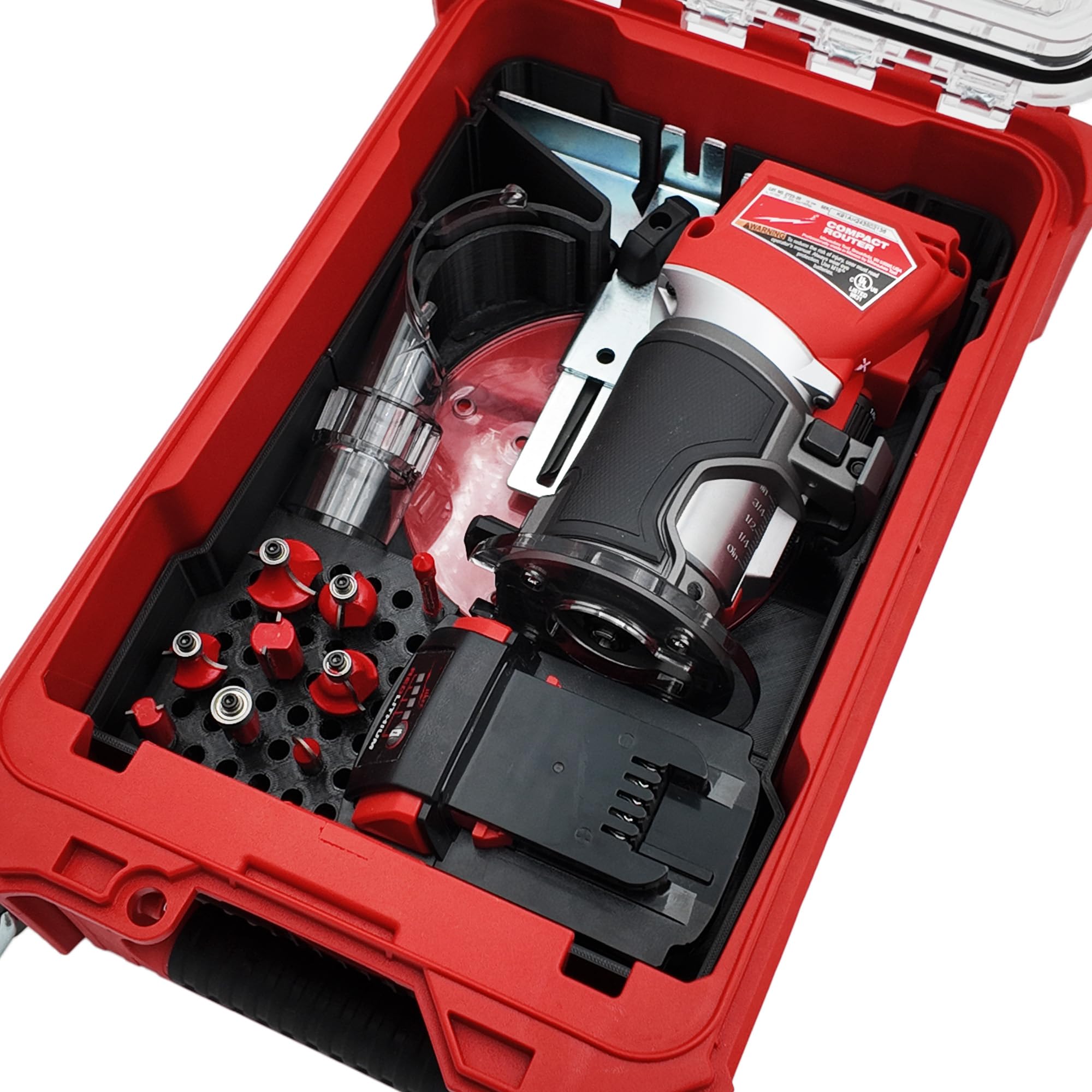 Packout Organizer for Milwaukee M18 Fuel Compact Router (2732-20) and Accessories (Black Liner Only)