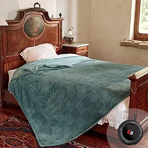 Electric Blanket Full Size 72''X84'' - Heated Blanket with Single Control Fast Heating 9 Heating Levels & 10 Hours Auto Off,ETL Certified Machine Washable (Green)