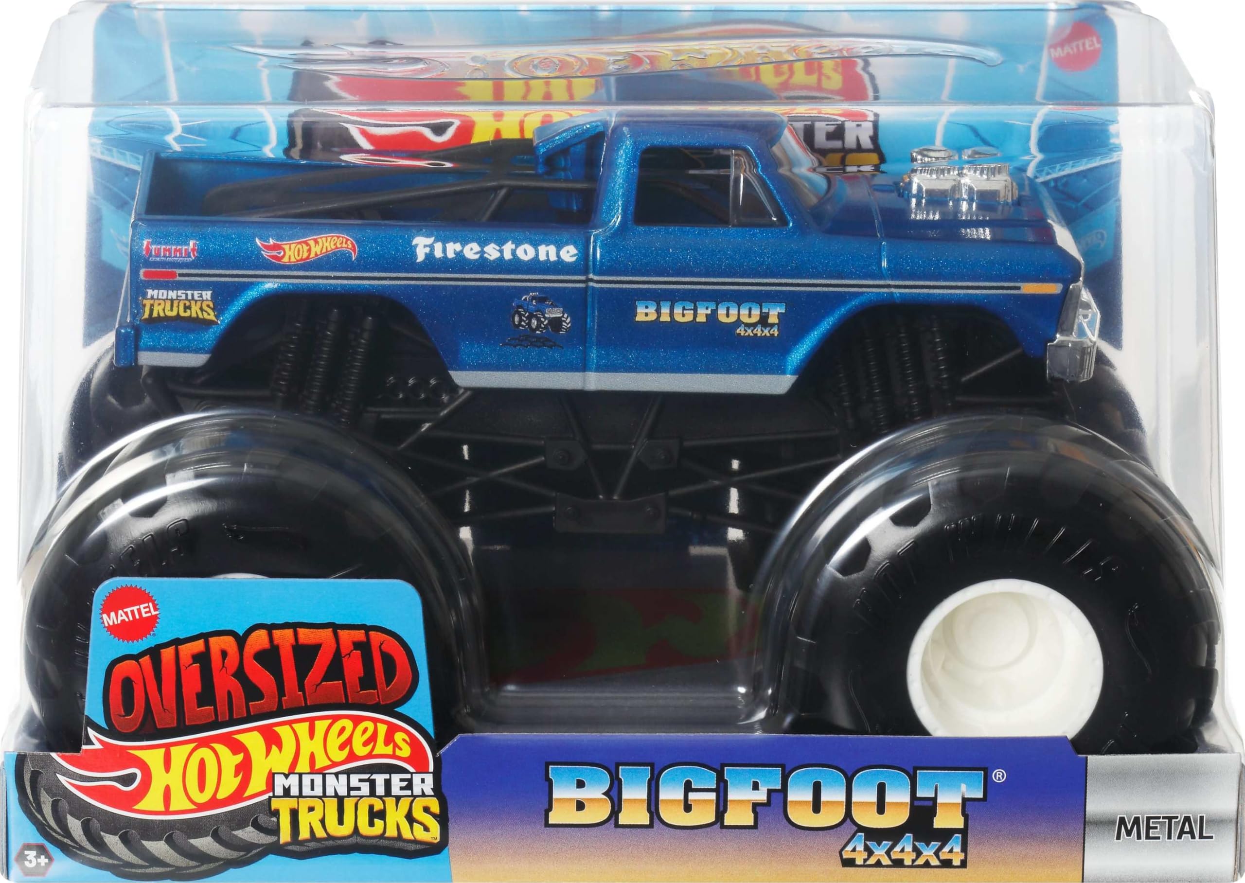 Hot Wheels Monster Trucks, Oversized Monster Truck, 1:24 Scale Die-Cast Toy Truck with Giant Wheels and Cool Designs