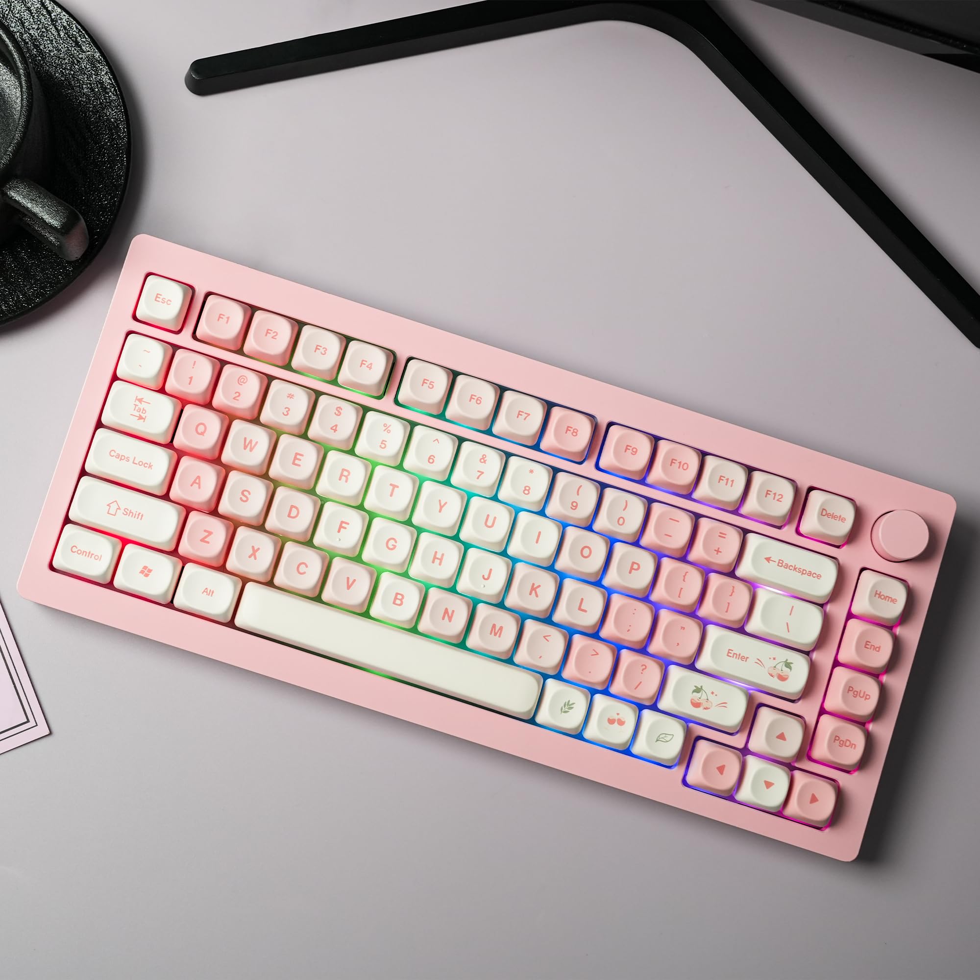MOA Keycaps PBT Dye-Sublimation, 143 Tasti Set di Keycaps Personalizzati ANSI/ISO per Tastiera 61/64/68/84/87/100/104/108 Cherry MX Mechanical Keyboard, Rosa
