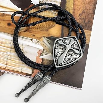 SELOVO Vintage Style Western Cowboy Antiqued Cross Bolo Tie