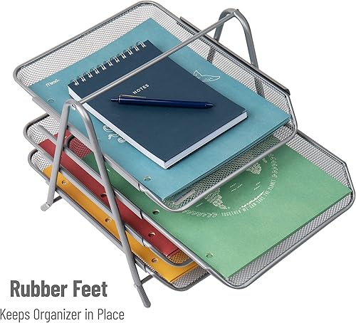 Miniatura 5 de Mind Reader MESHMON3P-BLK  Organizador con cajón y base para monitor, de rejilla de metal, y organizador de 3 niveles para escritorio de rejilla de