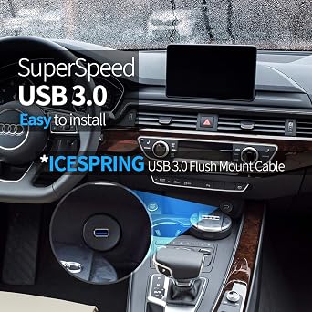 USB 3.0 AUX Flush Mount Car Mount Extension Cable, 3 Feet