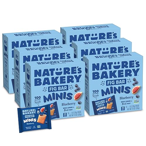 Nature's Bakery Fig Bar Minis, arándano, grano entero, apto para veganos, kosher, sin OMG, 10 onzas (paquete de 6)