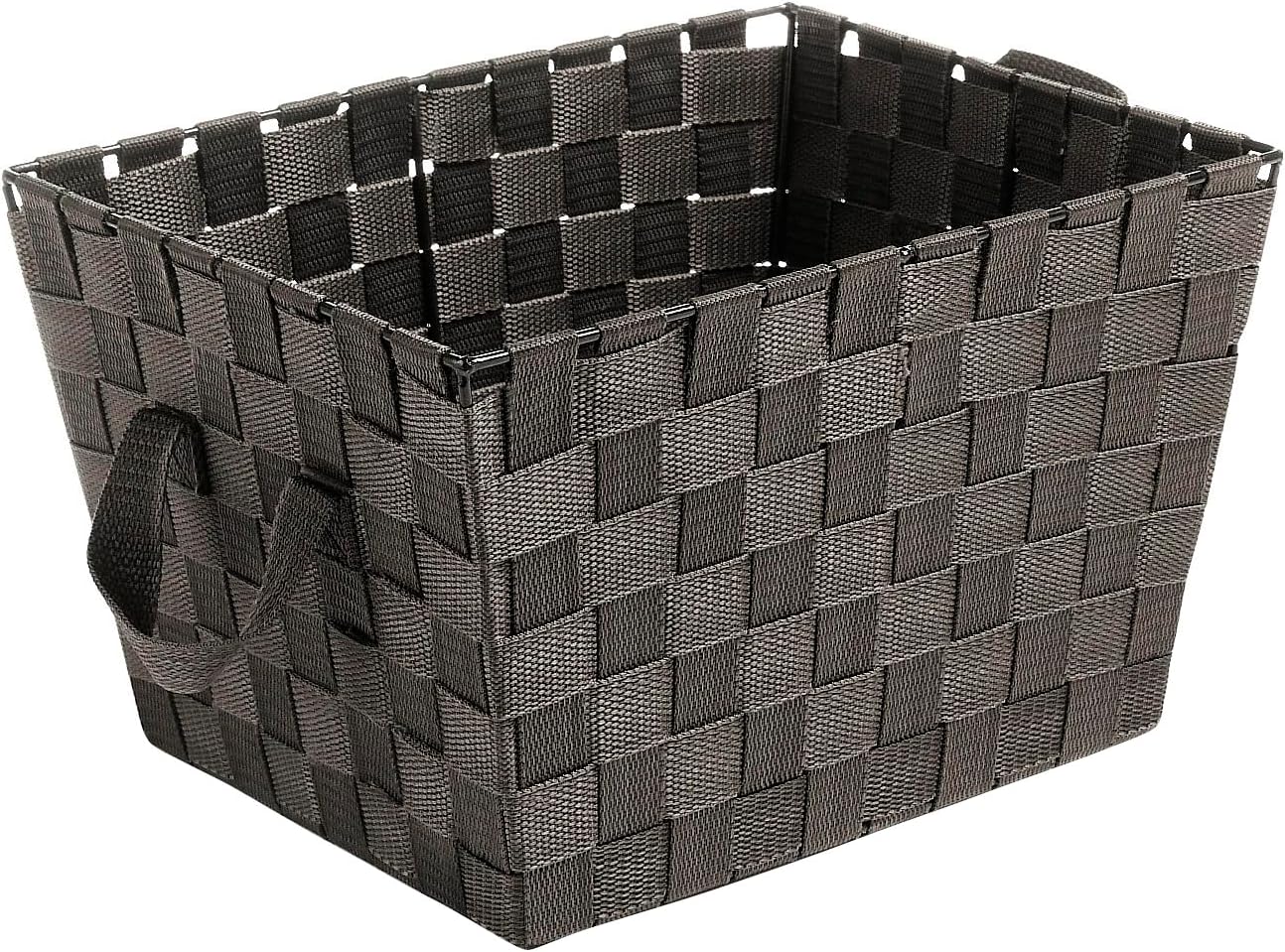 Whitmor Woven Storage Basket with Metal Frame & Handles, 10x12x8", Espresso