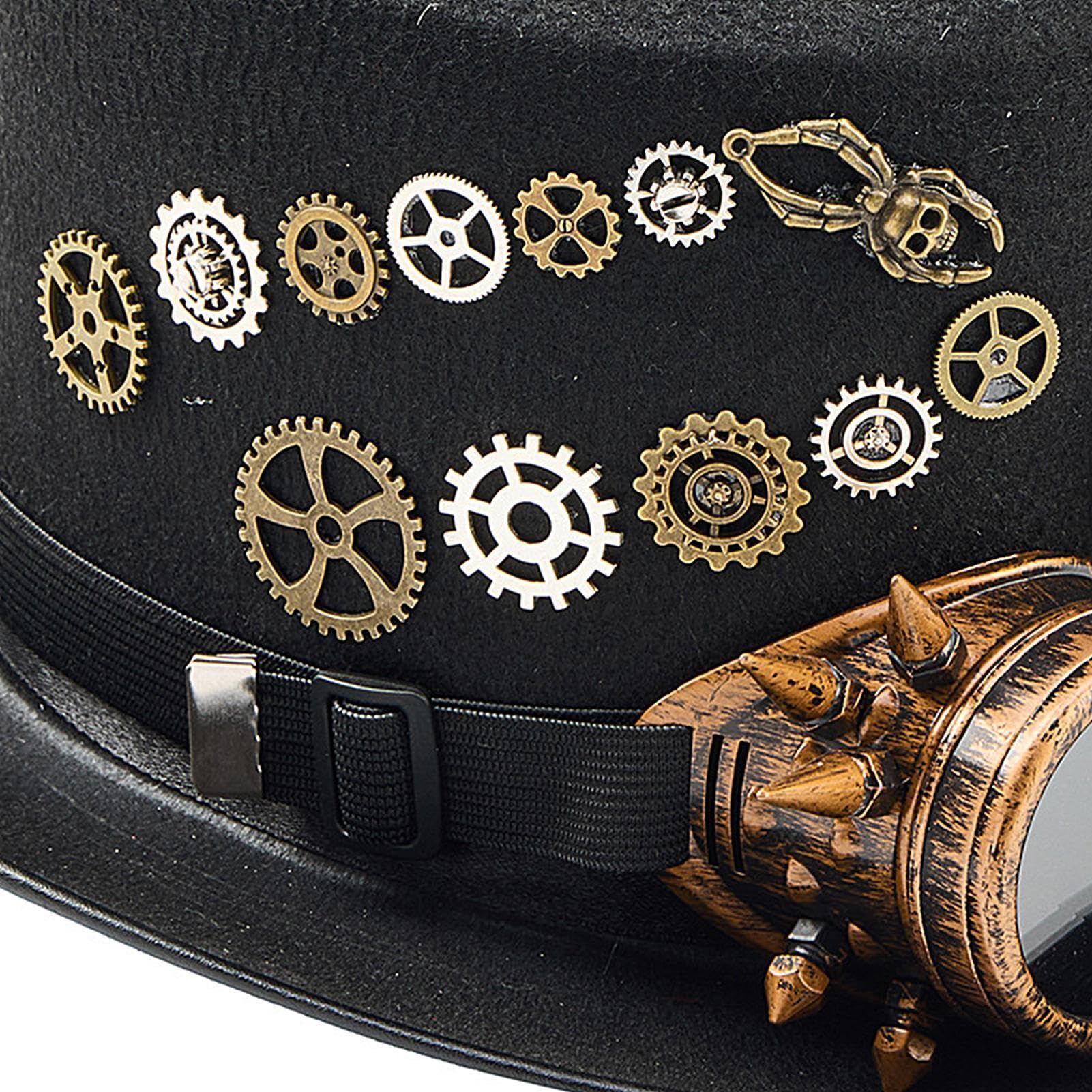 Sombrero Steampunk Tocado Gótico Portátil De Fieltro Unisex Con Gafas
