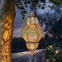 AIINY Hanging Moroccan Solar Lantern - Waterproof Outdoor Garden Lights, Patio Yard Decor & Gifts for Mom Women