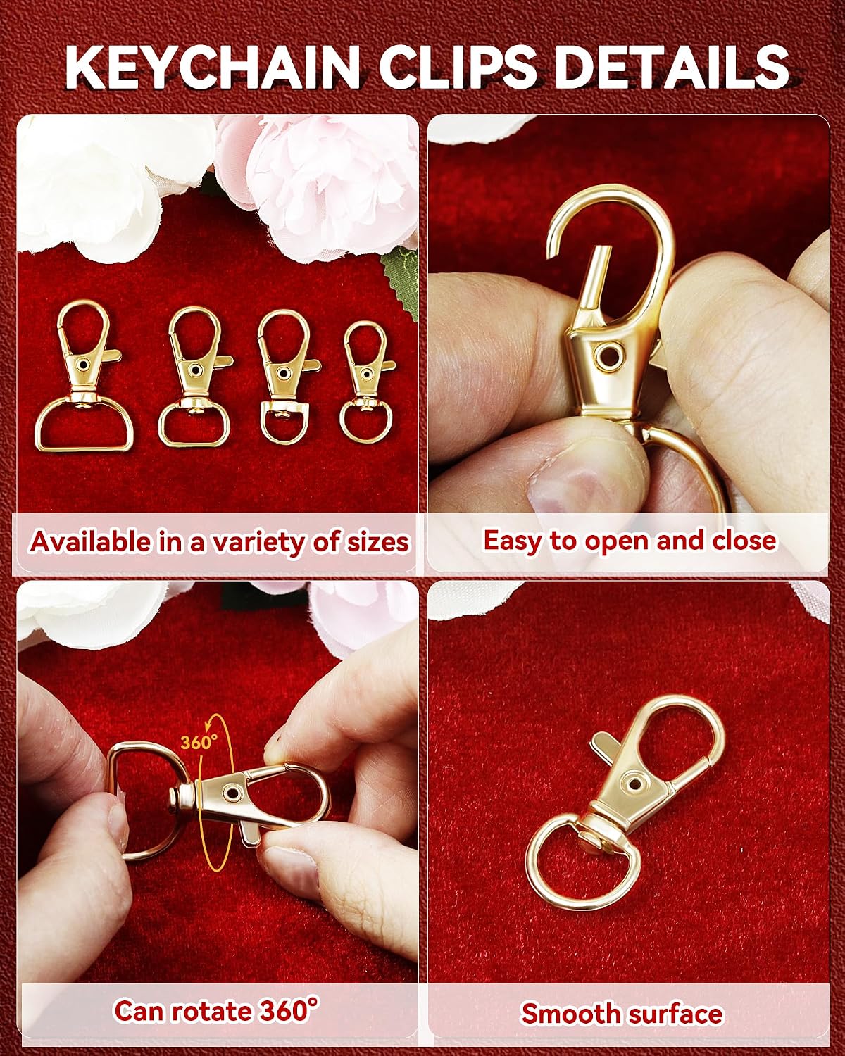 325PCS FIVEIZERO Keychain Making Kit - Gold Keychain Clips with Key Rings image 3