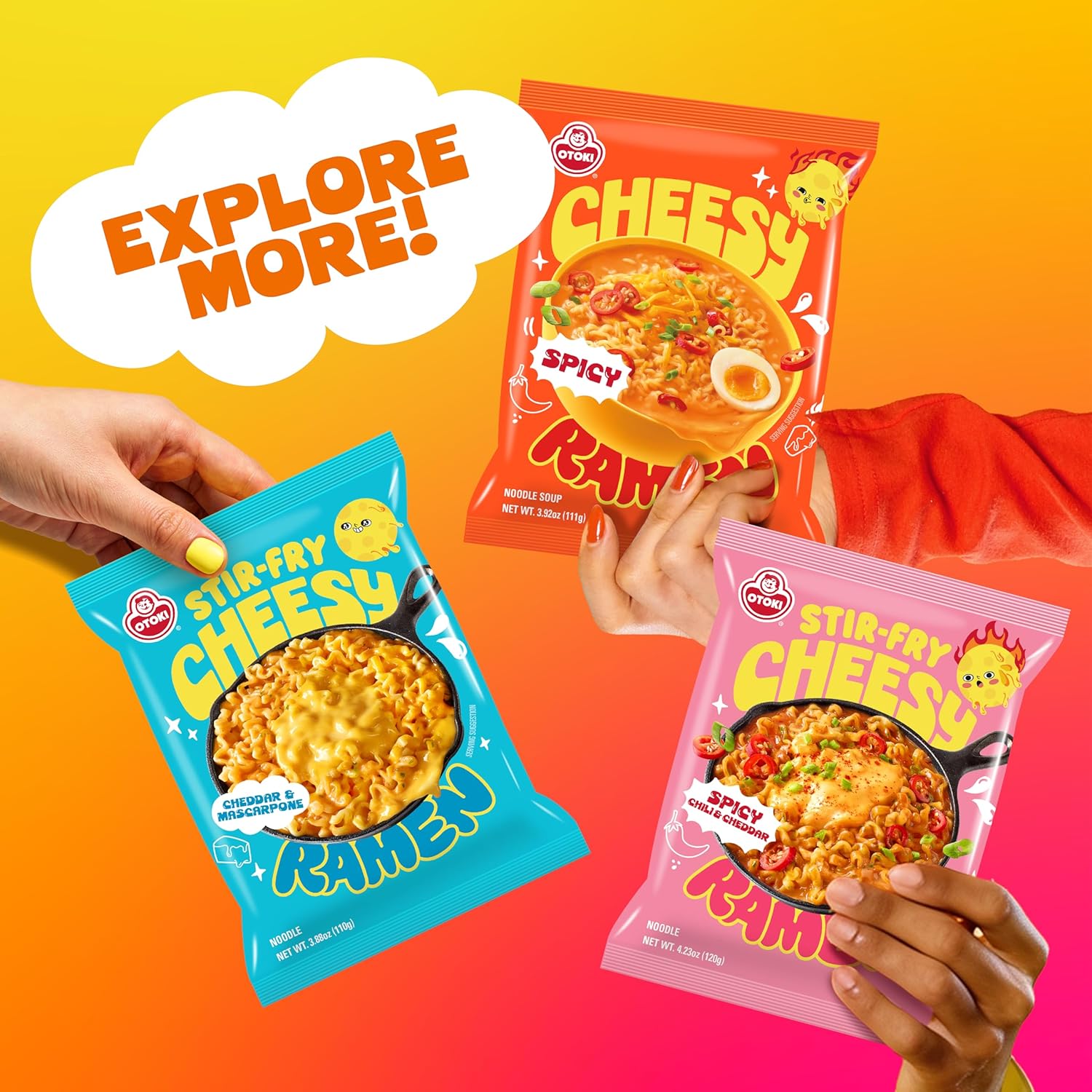 Cheesy Ramen - Cheddar Soup Ramen | Mild Kick, Creamy & Savory Korean Noodles | 3.92 oz (Pack of 32)