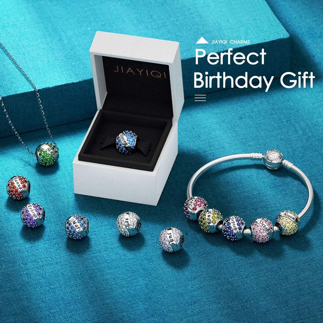 JIAYIQI Birthday Charm Fit Charm Bracelets Necklace, 925 Sterling Silver Pendants Beads for Women Jewelry - Image 6