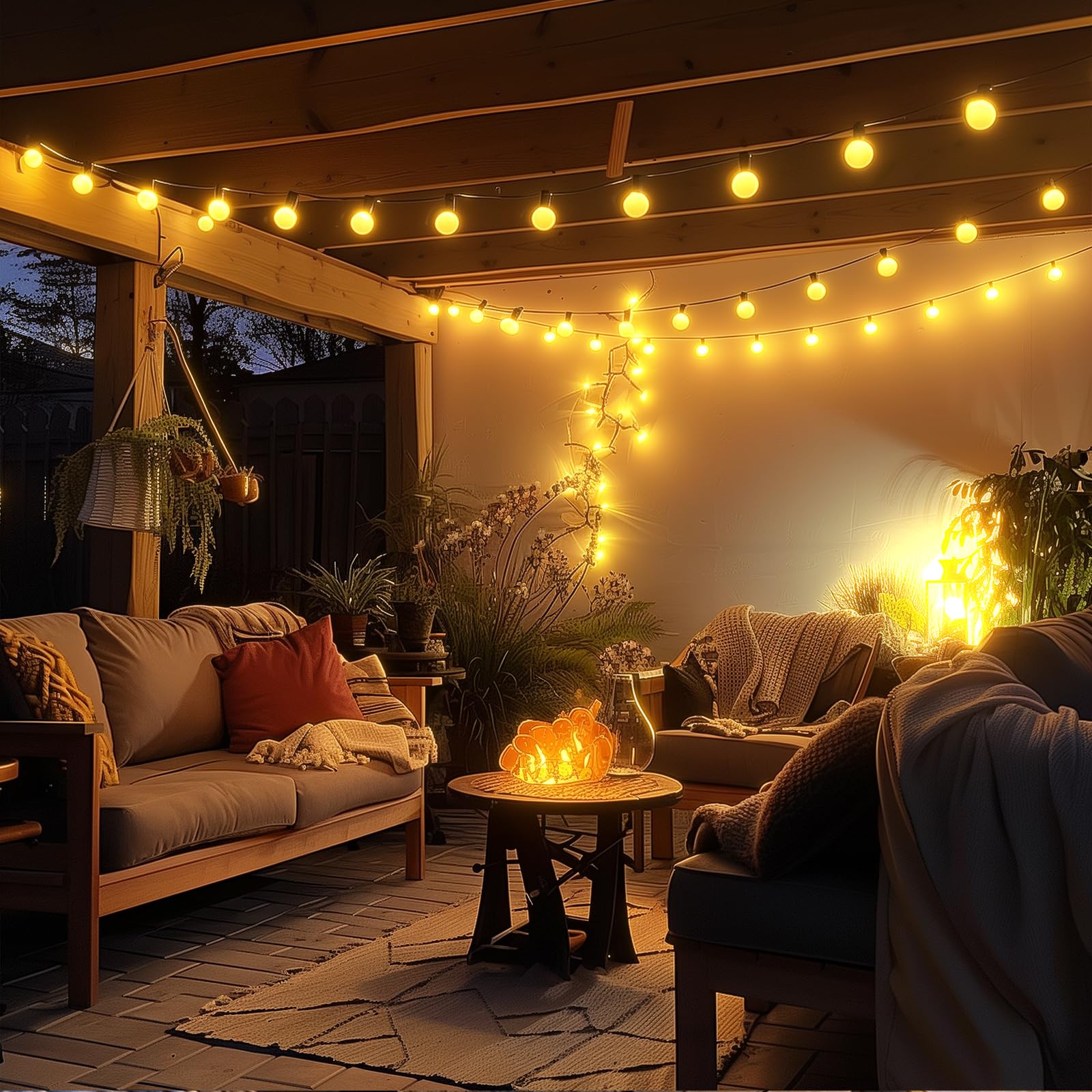 Guirnalda Luces Exterior, 18M/60FT G40 Luces de Cadena para Exteriores, con 30+1 Bombillas LED G40 de Globo, IP45 Jardin Impermeables para Patio,Trasero, Boda, Fiesta, Exterior