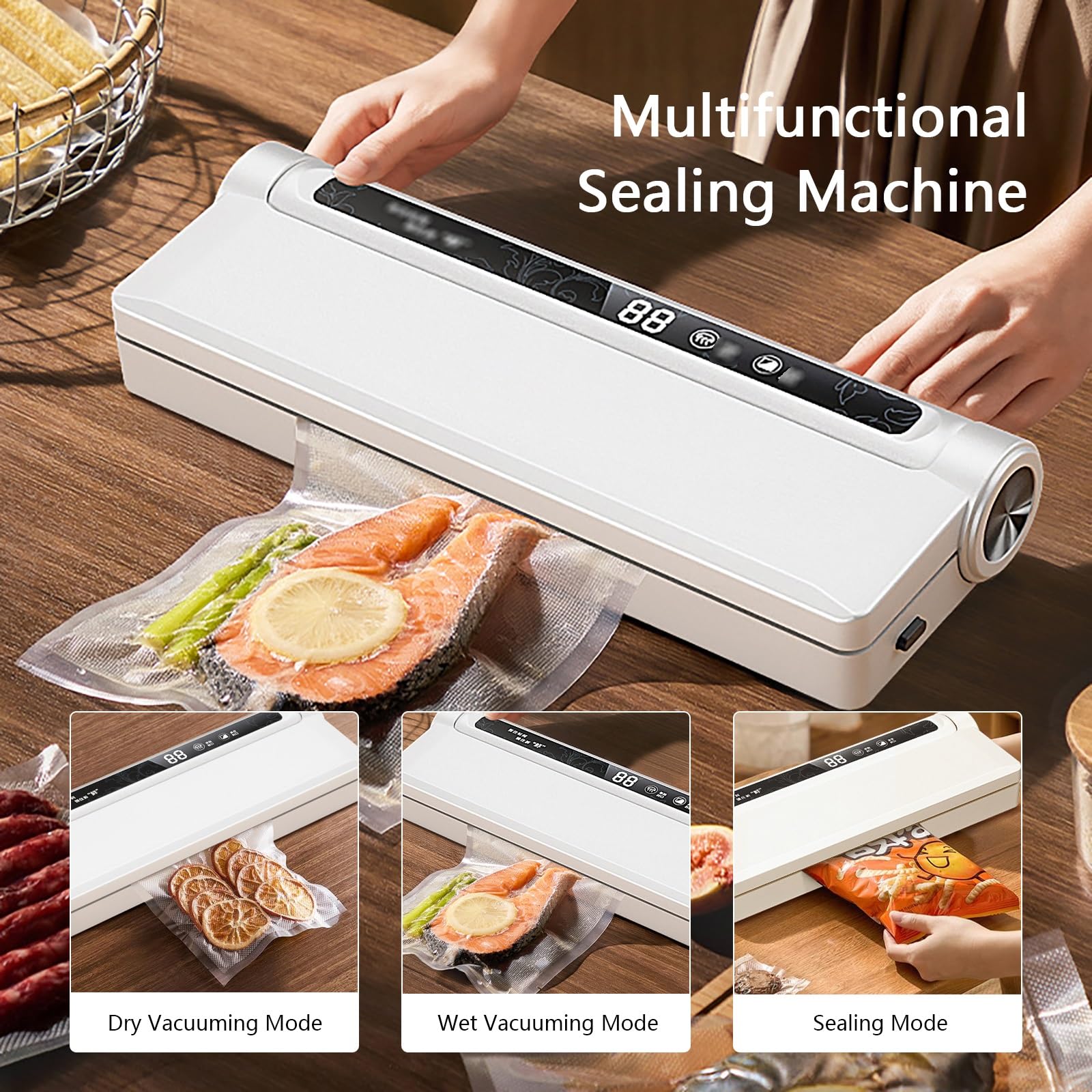 Vacuum Sealer Machine with Auto Bag Detection, 2X Faster Sealing, Marinator Function for Meat & Fish, Energy Saving