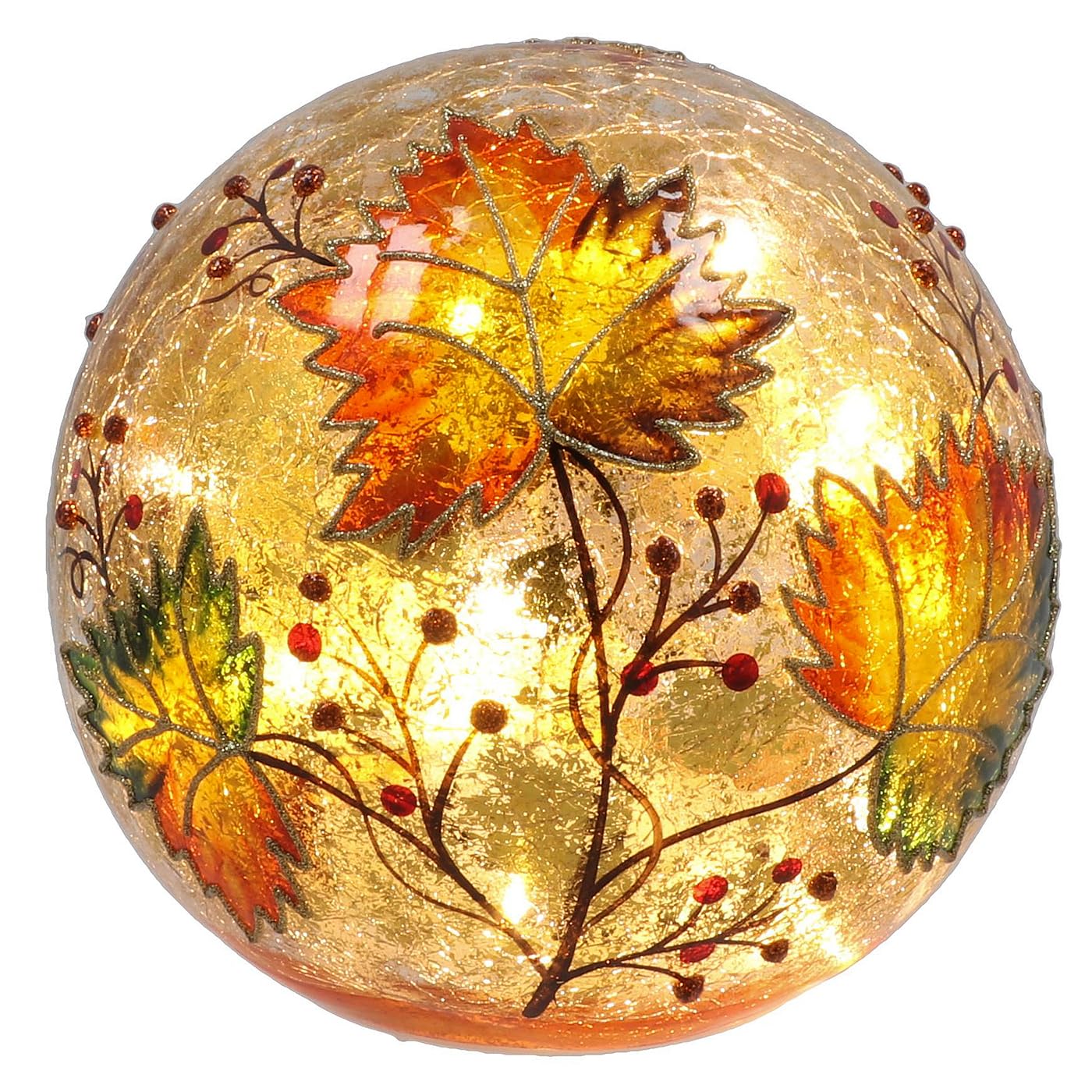Shudehill Giftware Autumn Leaves Crackle Glaze LED Cordless Lamp Boxed JD361013