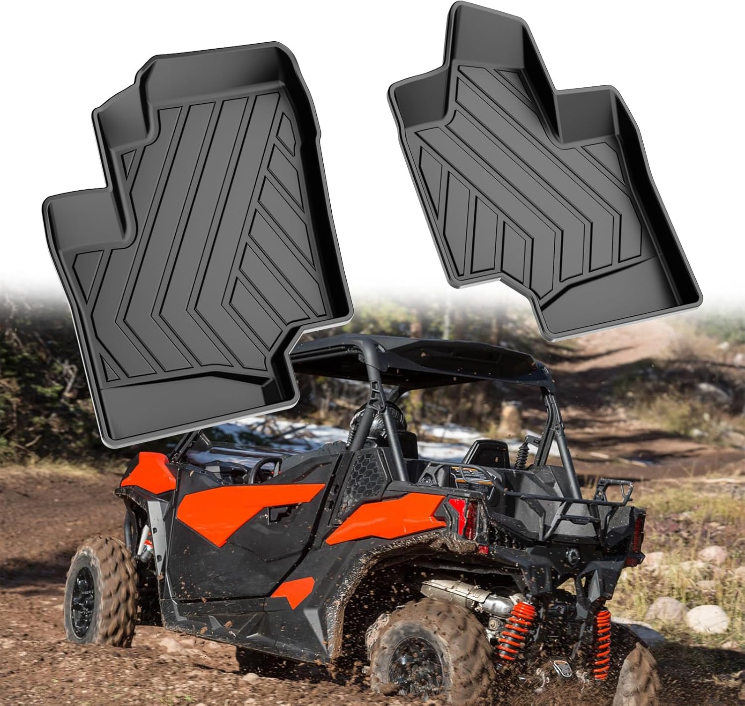 Floor Mats for 2021-2025 2026 Can-Am Commander 2018-2025 2026 Can-Am Maverick Sport Trail: DISUTOGO All Weather Floor Liners for Commander Maverick ATV UTV Accessories Front Row Slush Liners Can-Am Commander Floor Mats(2PCS)