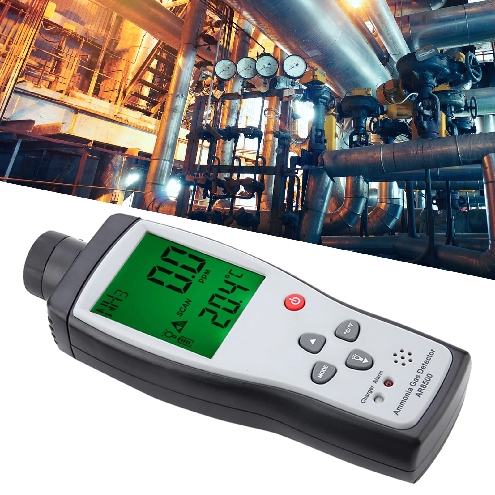 Sensore Smart AR8500 Detector, Monitoraggio del Tester a Gas NH3 Portatile con Allarme della Luce Sonora 0-100 Ppm, per le Miniere di Fattoria Chimiche