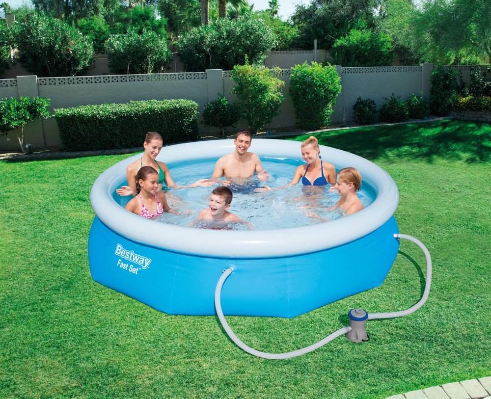 Bestway - Piscine Gonflable Hors Sol Ronde Fast Set diamètre 305 cm Hauteur 76 cm avec Pompe de Filtration
