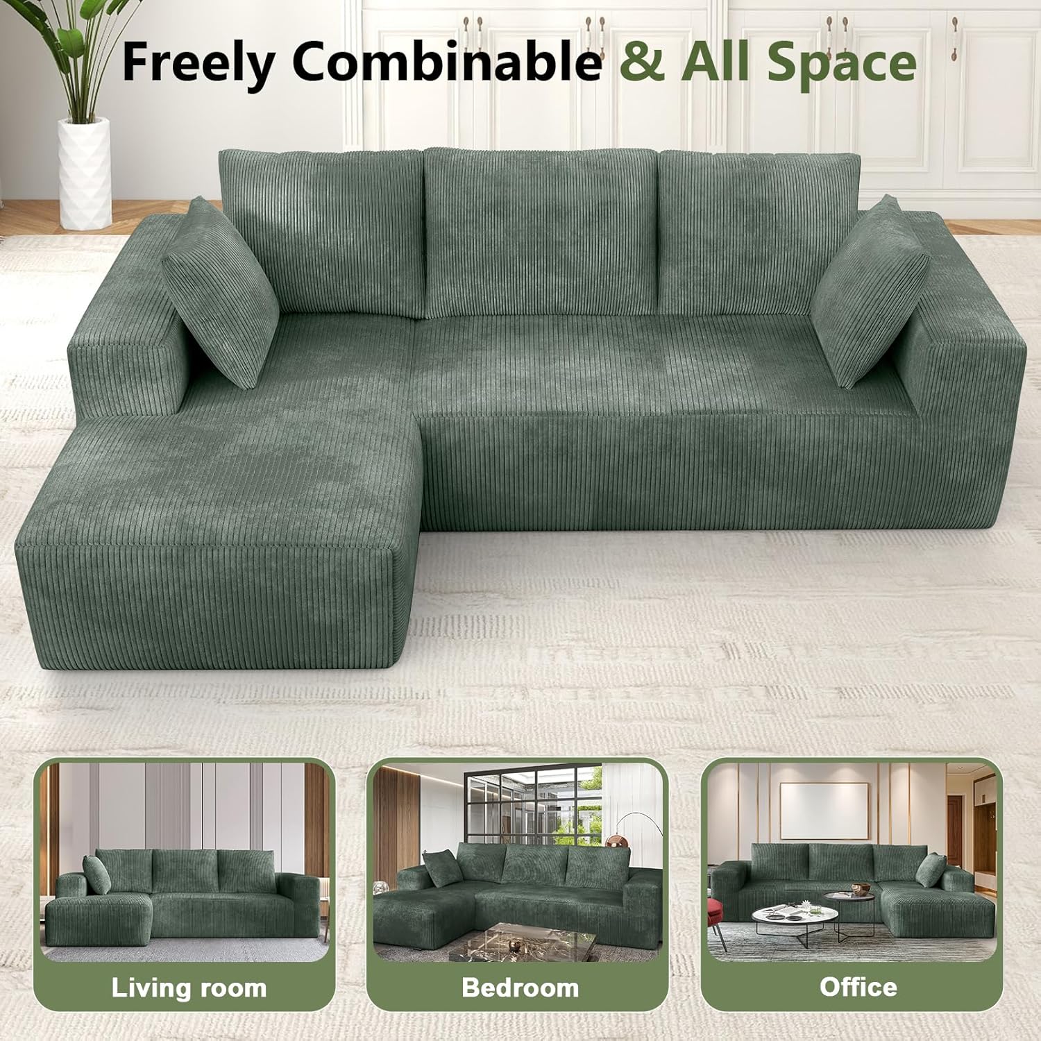 Freely Combinable and All Space - Sofa configurations for living room, bedroom, office