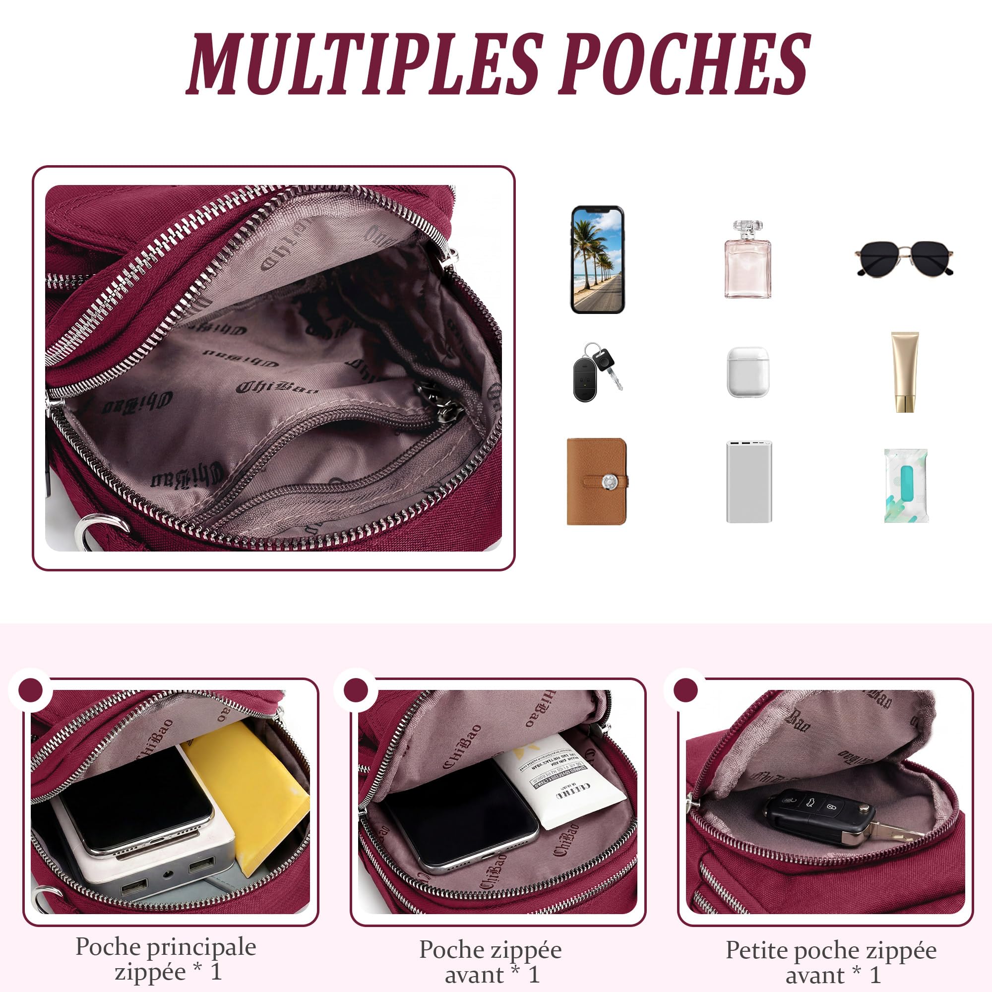 Sac à Bandoulière Femme Petit Sac Téléphone Portable Mode Fille Pochette Étanche Mini Sac à Main avec Prise Casque