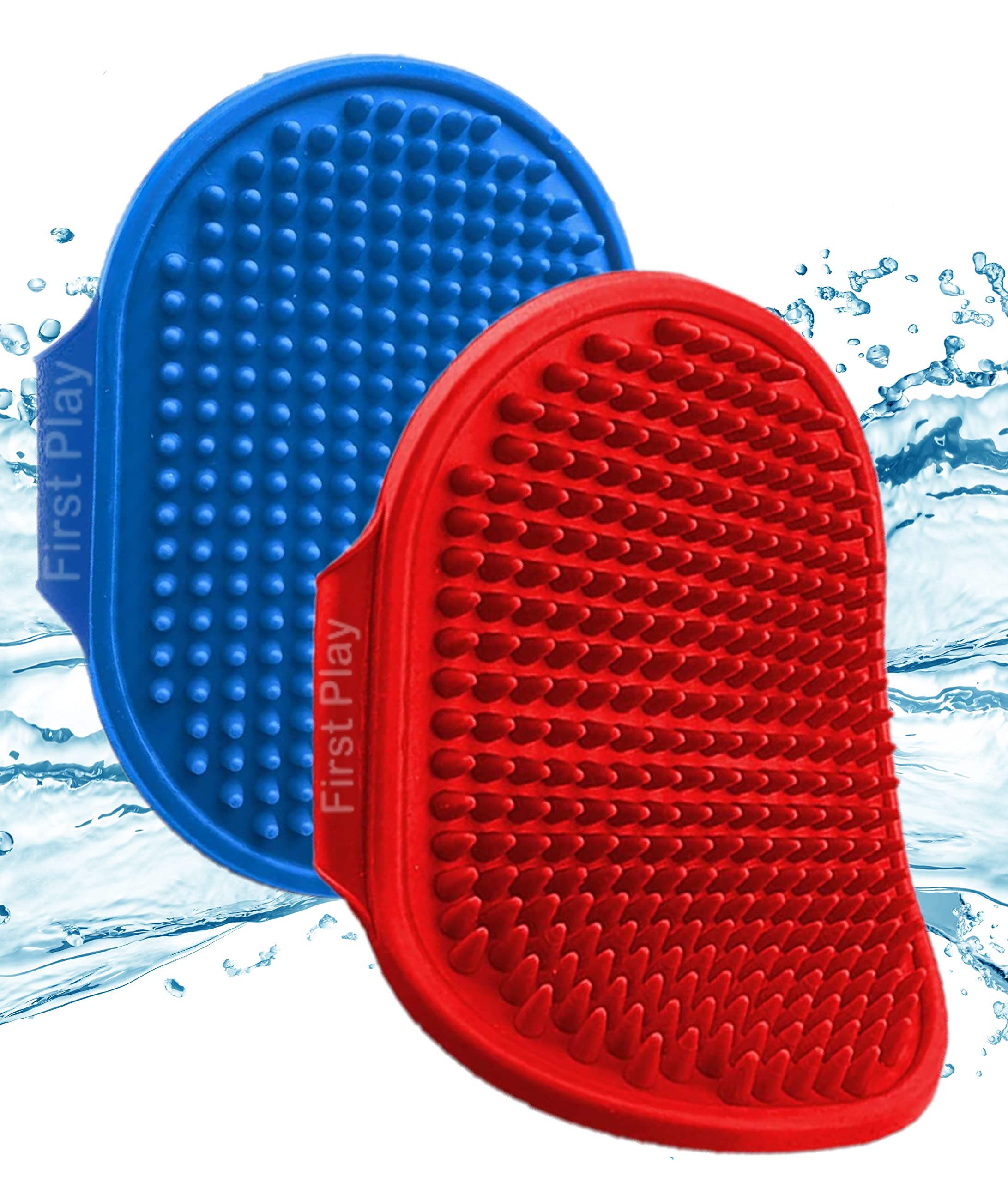 First Play Bath & Deshedding Hand Brush For Dogs & Cats I Massage Rubber Bristles Comb for Pets I Pet Shampoo Washing,Soothing Massage,Bathing & Grooming Rubber Hand Brush (Pack of 2 (Blue & Red)) (B0B8JXMXVQ) Amazon Price History, Amazon Price Tracker