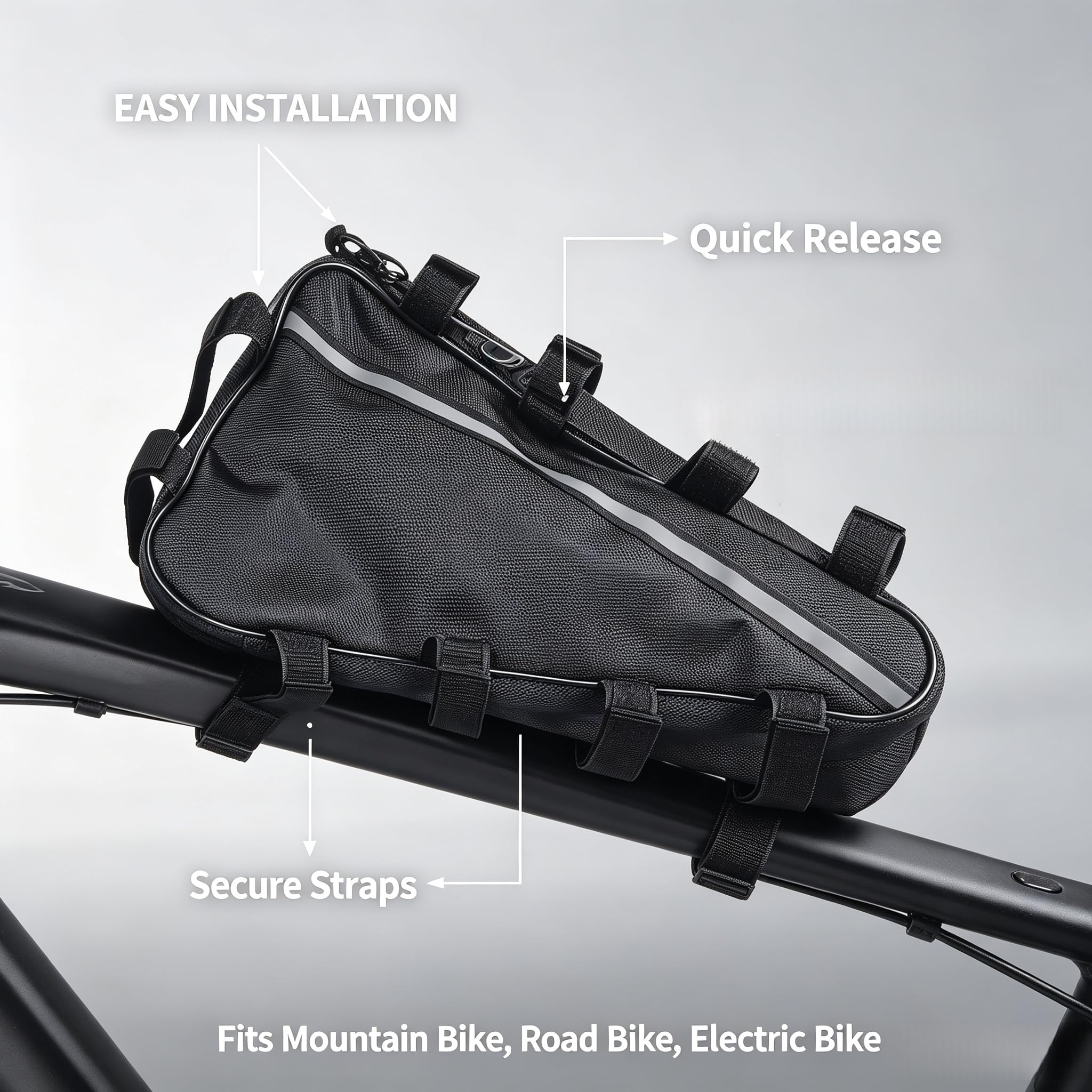 Wasserdichte Dreiecks-Batterietasche für Elektrofahrräder, dreieckige Fahrradrahmentasche, E-Bike-Hängetasche, Fahrrad, Rahmen-Batterietasche für Rennrad (39 x 36 x 22 cm)