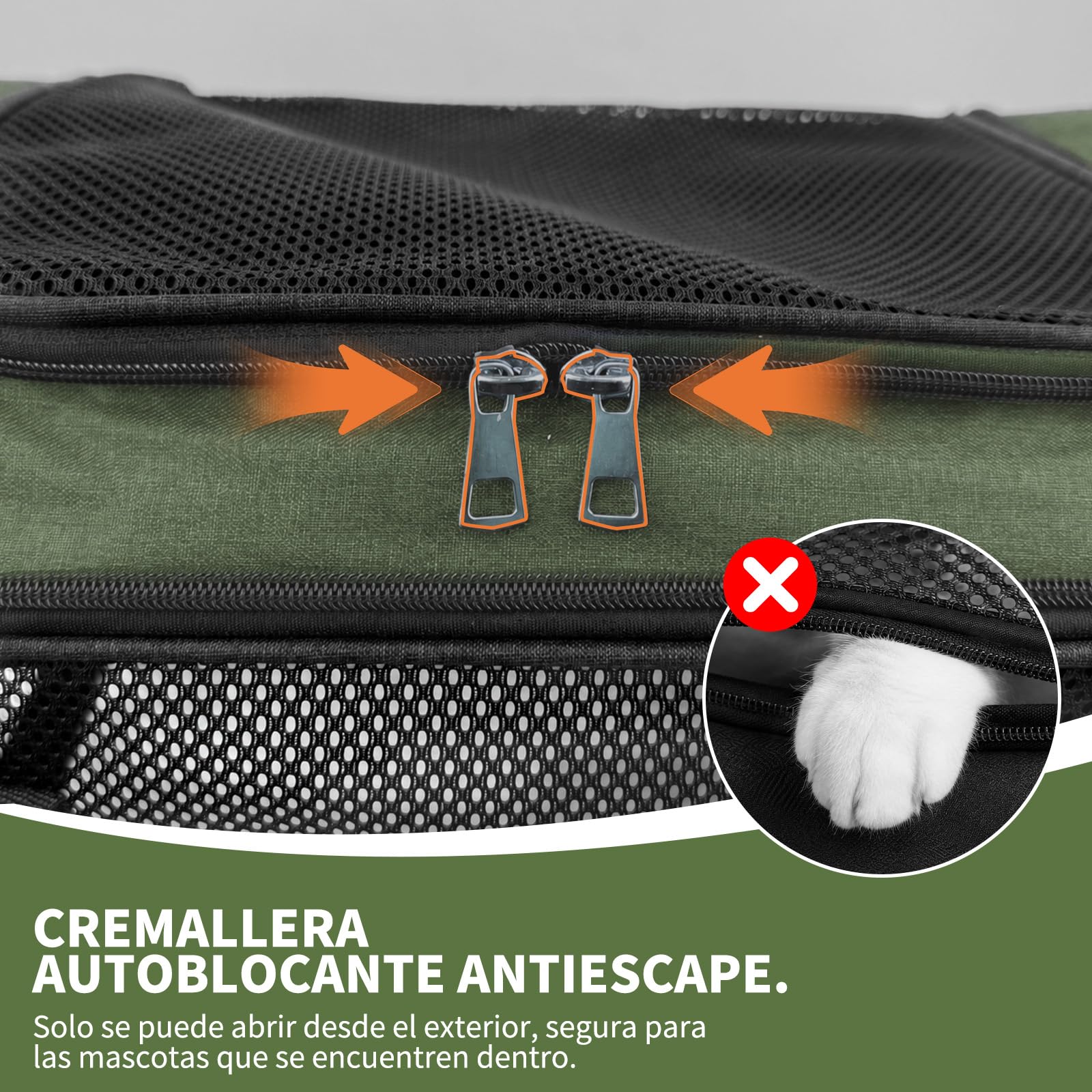 Transportin para Gatos, Transportin para Perros Bolsa, Bolsa Transpirable para Mascotas, Correa Ajustable, Colchon Suave, Soporta 8 kg, para Gatos y Cachorros (Verde, L 43 x A 28 x H 28 cm)