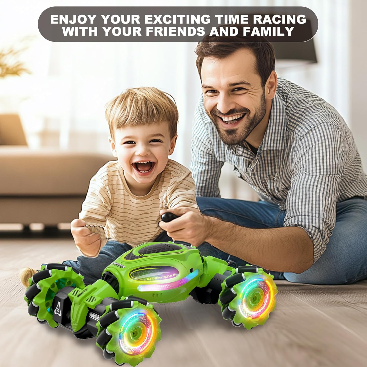 Gesture RC Car, 1:18 4WD Transform Off-Road Stunt Car with Gesture & Remote Control, 360° Flips Drift Vehicle with LED Lights Music, All Terrain Toy Cars Gifts for Boys Girls Age 6-12