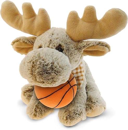 DolliBu Peluche de alce flexible con felpa de baloncesto, alce suave y abrazable, adorable juguete de peluche para jugar, juguete de peluche