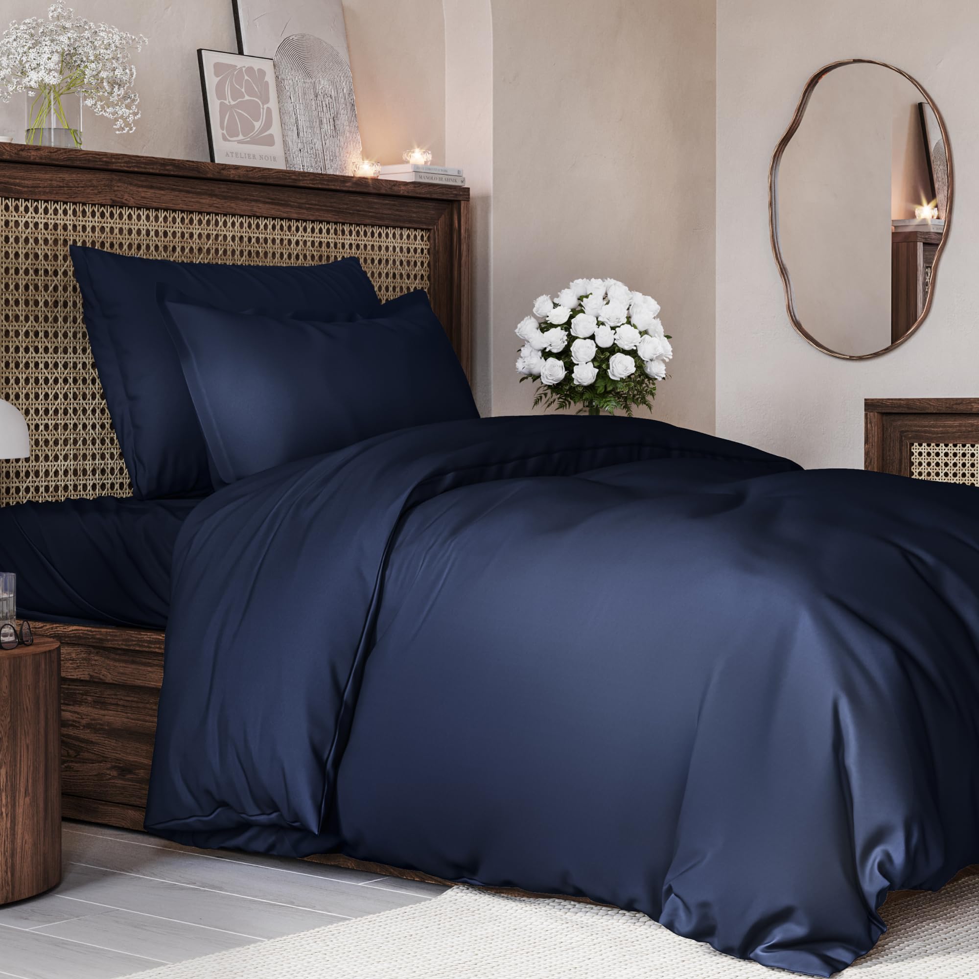 Single Bed Duvet Cover Set 3-Piece – 135x200cm Cover + 2 Pillowcases 50x80cm – Super S...