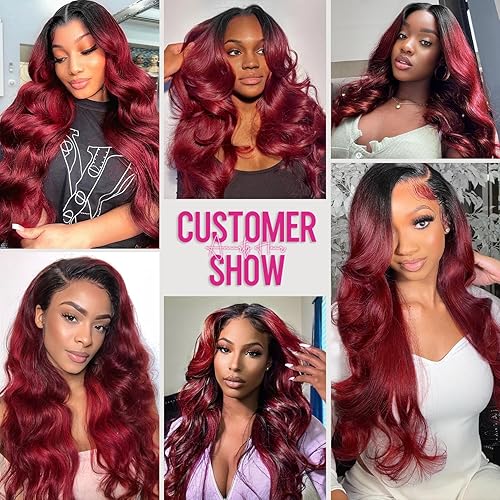 Miniatura 6 de AMIRTY Pelucas de cabello humano con encaje frontal de 34 pulgadas de densidad del 250 %, 13 x 6, 1B99j, pelucas de cabello humano ondulado con