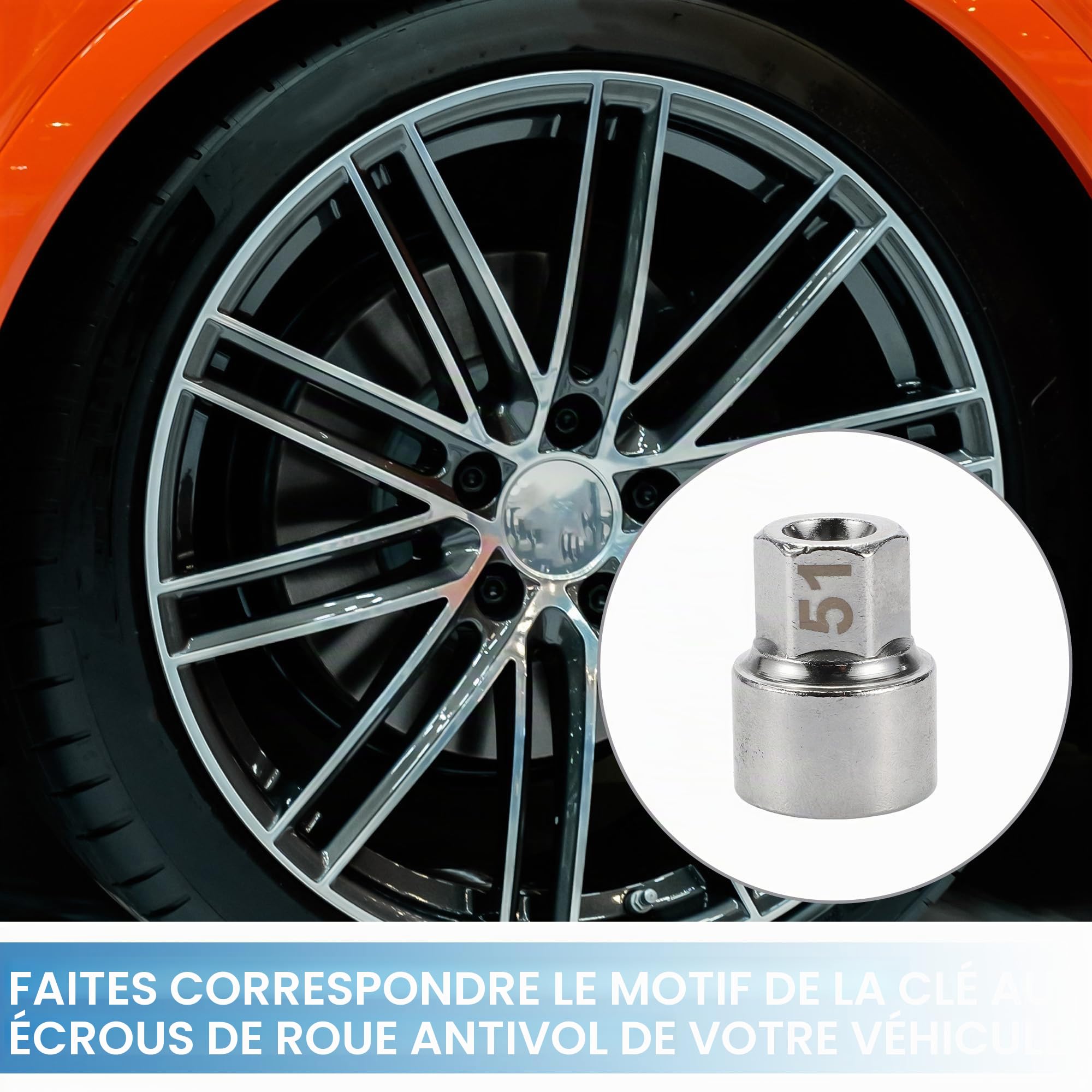 A ABSOPRO Écrou De Verrouillage De Roue #51 Pour Porsche 911 1pc | 3/4" Diamètre, 15 Encoches Carrées, Matériau Acier Allié, Pour Boxster, Pour Cayenne, Pour Macan, Pour Panamera, Pour Taycan