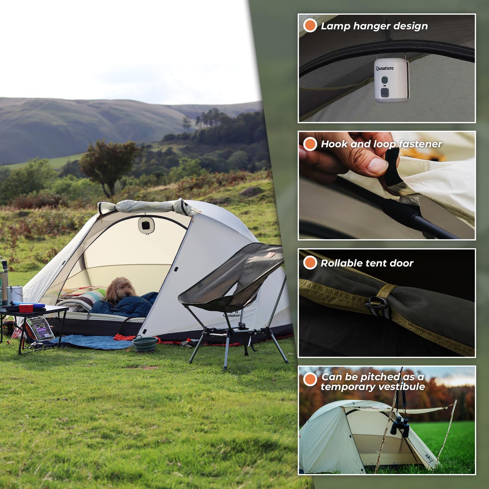 テント・タープ Qunature X-SHAPE STRUCTURAL TENT Qunature Camping Tent 2 People, Backpack Tent Waterproof
