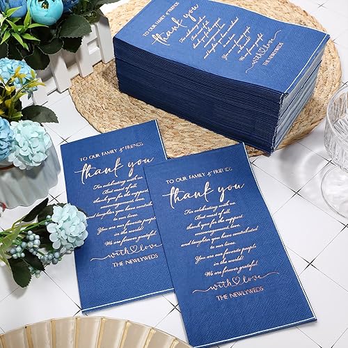 Miniatura 4 de 200 servilletas de boda lisas de agradecimiento para recién casados a familiares, amigos, invitados, 3 capas, pañuelos faciales, paquete de