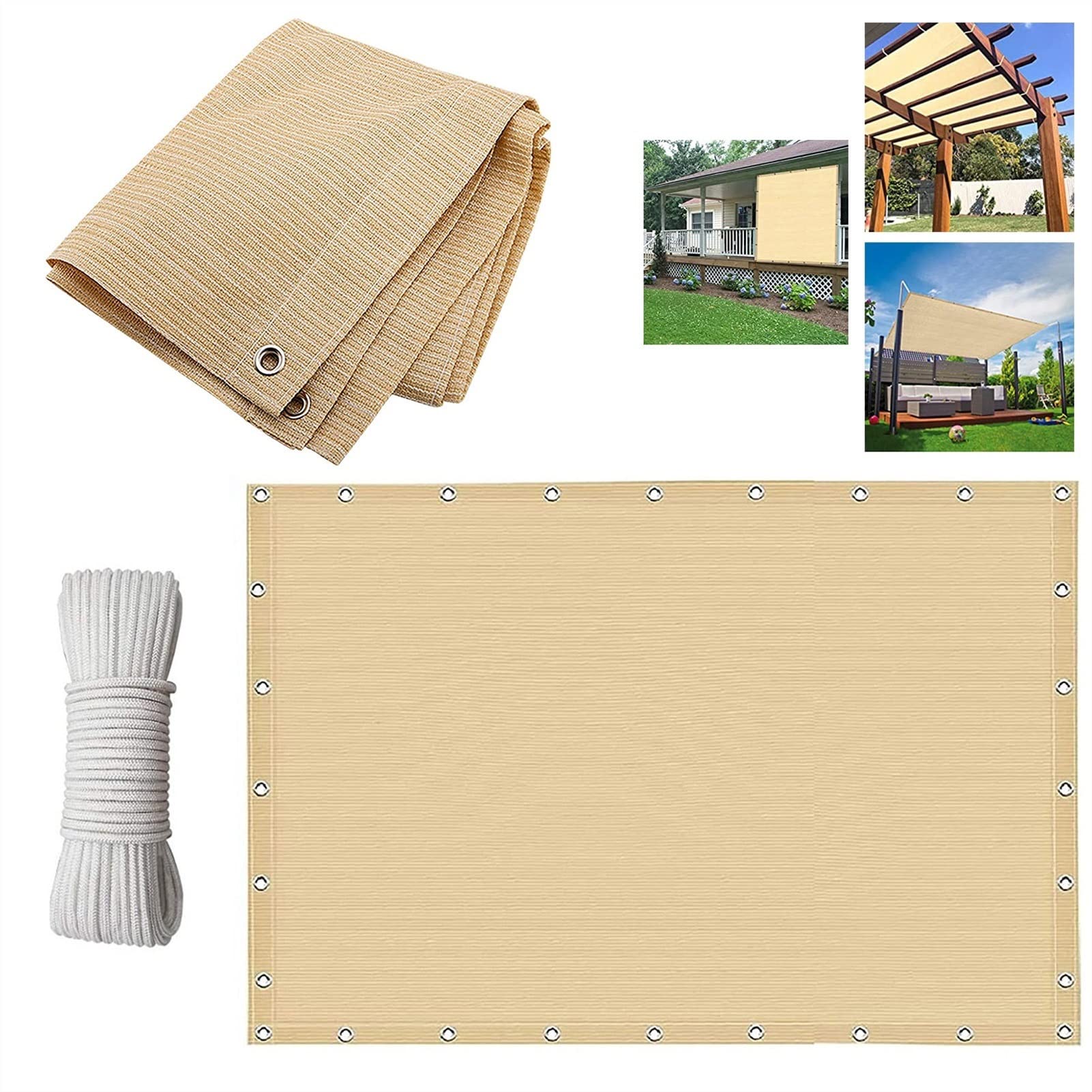 Voile d'ombrage rectangulaire beige 4x6m pour jardin et terrasse