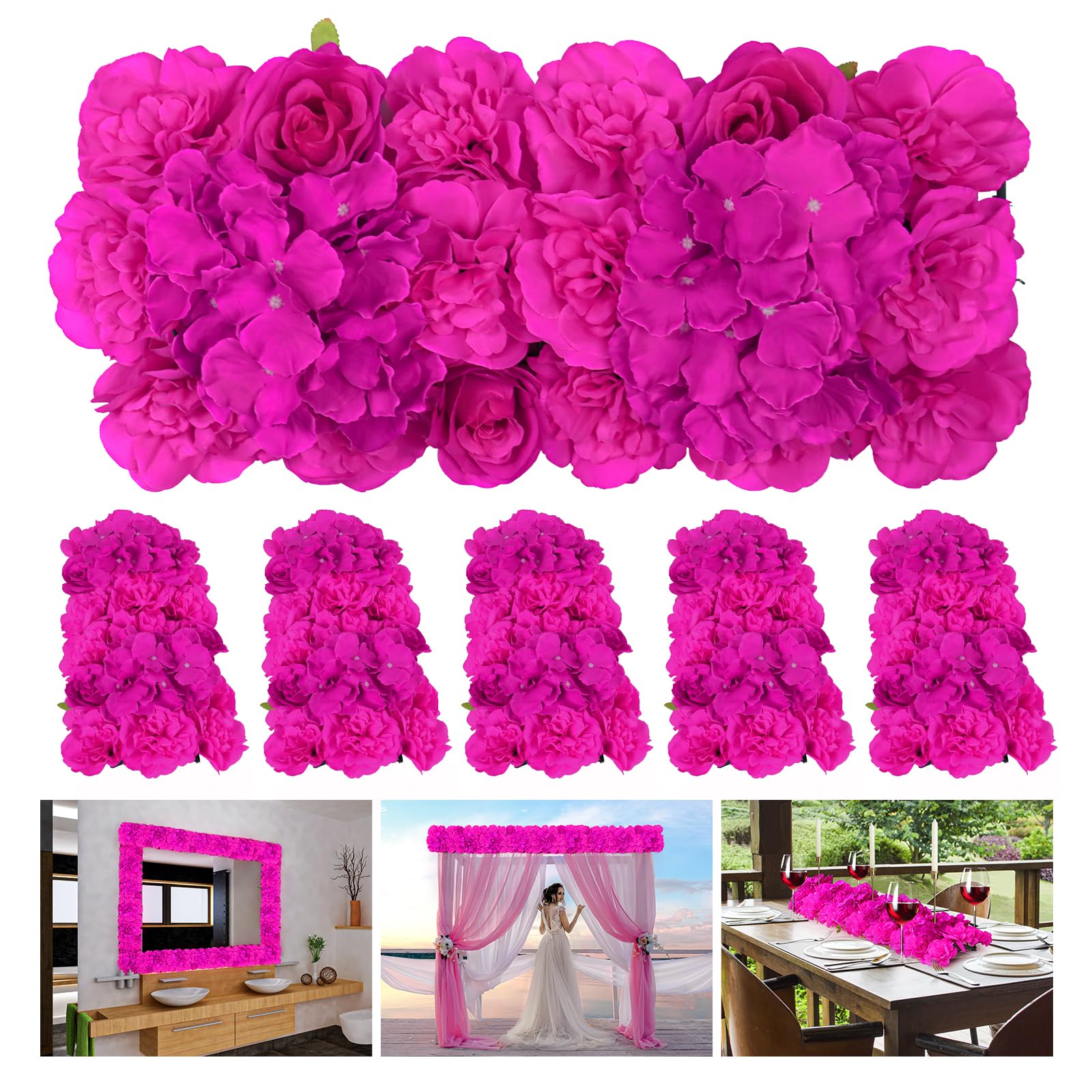 Photo 1 of QinmiGarden Artificial Flower Arch 12 Pack Red Floral Swags for Wedding Décor, Elegant Faux Flowers Arrangement for Archways Party Backdrop (6, Bright Pink)