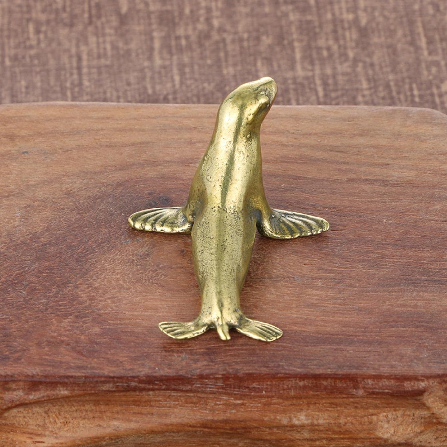 QARIDO Brass Figurine Ornaments,Sea Animal Seal Figurines Miniatures Retro Brass