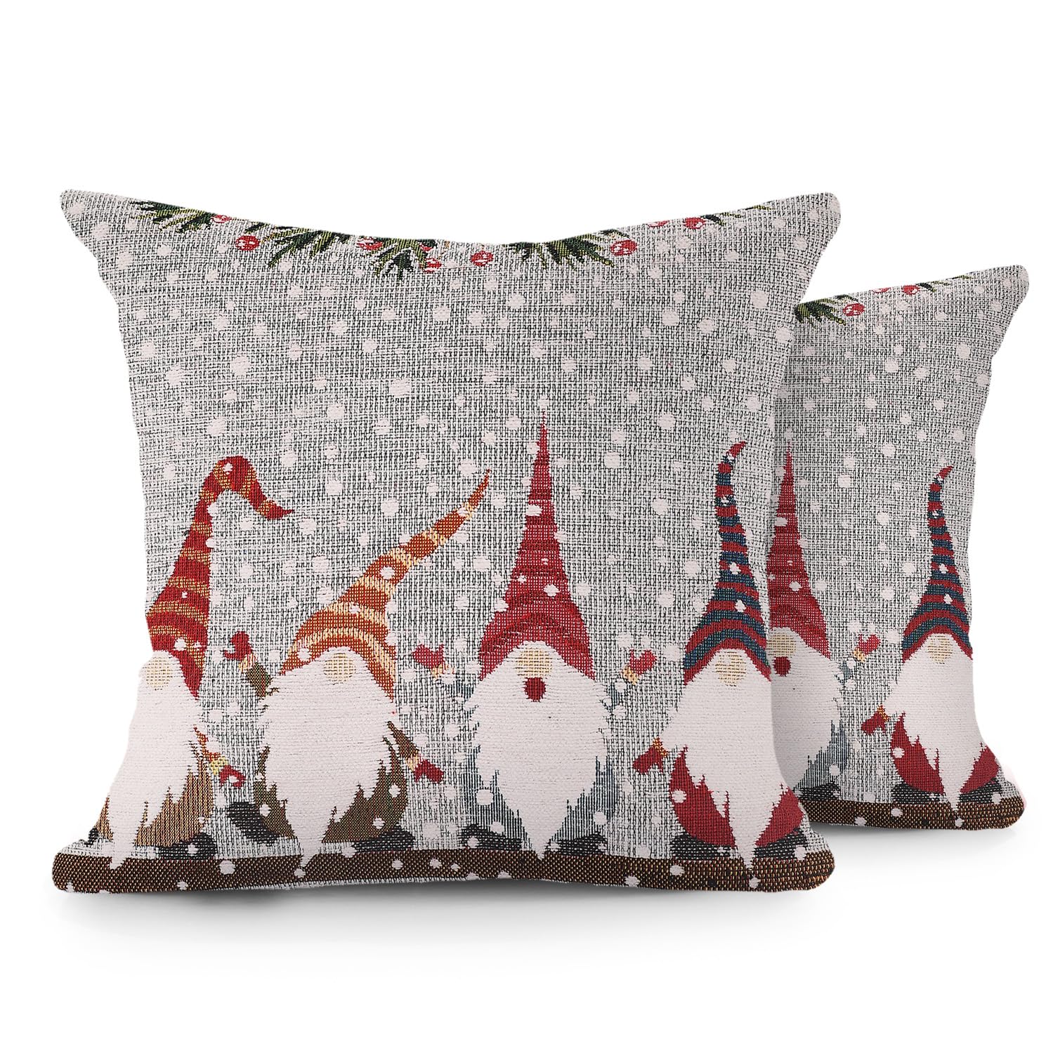 Velosso Christmas Soft Cotton Blended Chenille Filled Tapestry Cushion Cover Xmas Festive Scatter Decorative Square Sofa Couch Pillow Cushion Nordic Stag 43x43cms (2, Singing Gonks) — image 1