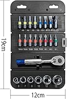 Vista 7 de Juego de soportes de puntas de destornillador rojo grande con trinquete reversible de 72 dientes, 23 piezas para llave hexagonal de 1/4 ", estuche