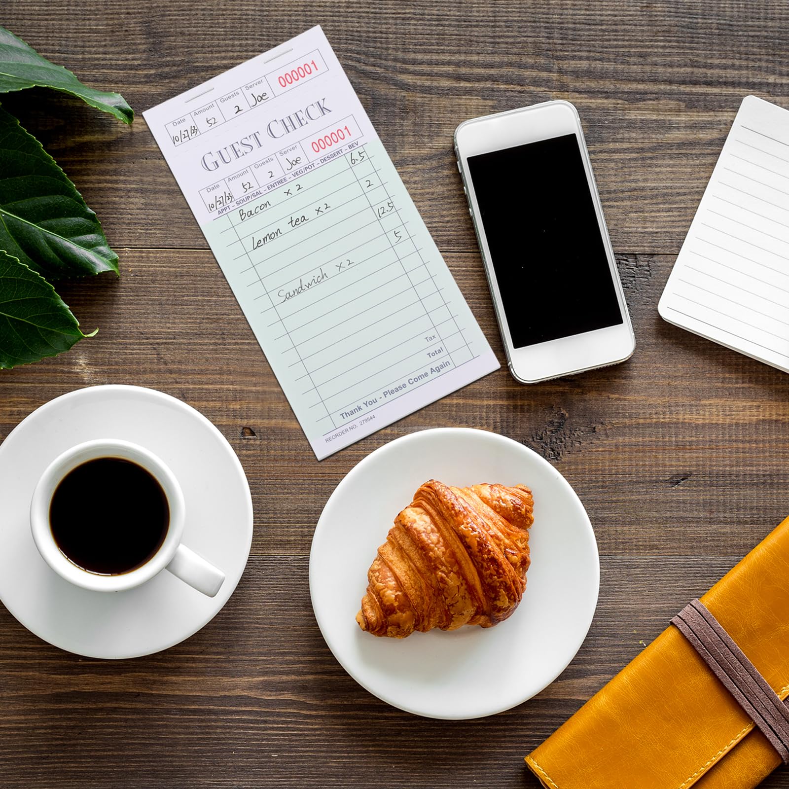 Qilery Paquete de 40 cuadernos de cheques de invitados para restaurantes, bloc de pedidos de 2000 hojas, bloc de notas de servidor, chequera de camarero, libro de recibos de alimentos (verde)