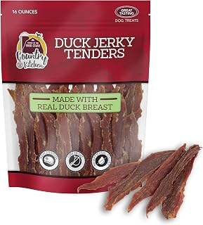 Country Kitchen Duck Jerky Dog Treats - Real Duck Meat, High Protein Low Fat, No Artificial Colors, 16oz Tender Chews