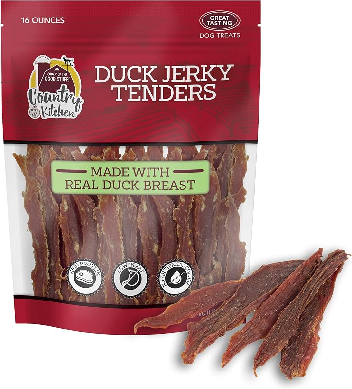 Petisco de Carne Seca de Pato para Cães Country Kitchen, Alto em Proteína, Pacote com 454 g